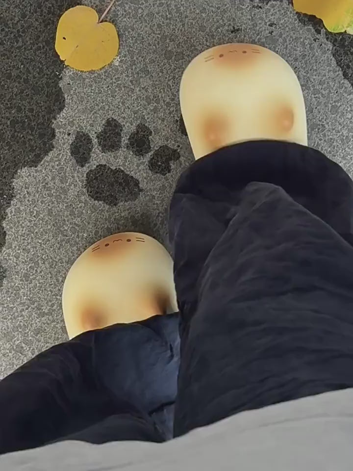 Lindas zapatillas con huella de gato